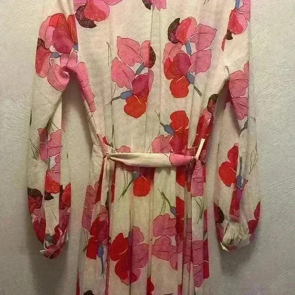 The Moon- Style Ivory & Red Floral Print Long Sleeve Maxi Dress. Size: M. - Picture 6 of 6